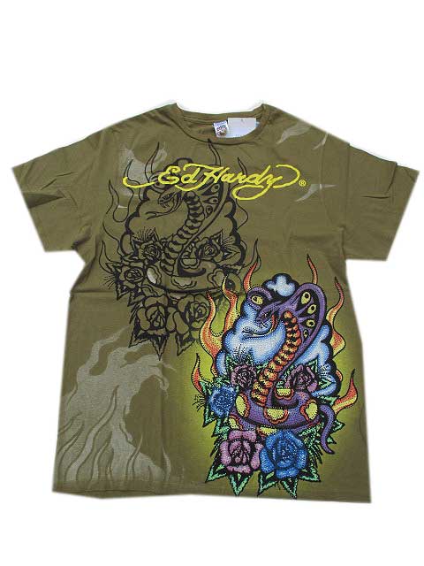 エドハーディー Tシャツ ラインストーン Ed Hardy エドハーディー ラインストーン Tシャツ スカル ハート M