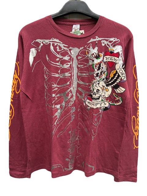 ED HARDYエドハーディー\u003cBR\u003eロンT NEW YORK バーガンディー メンズファッション-Tシャツ・カットソー-トップス