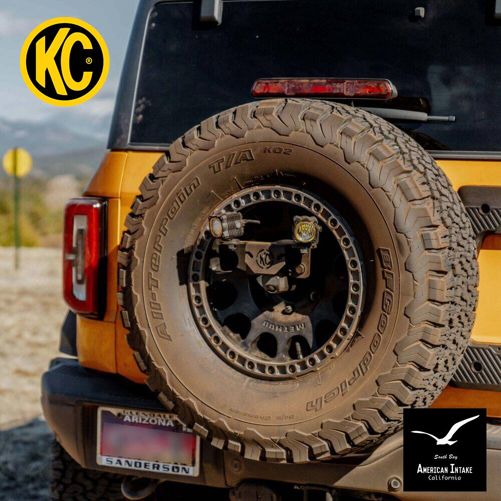 KC HiLiTES スペアタイヤ用 リアライトマウント M14&times;1.5対応 (JLラングラー / ブロンコラプター)｜American-Intake