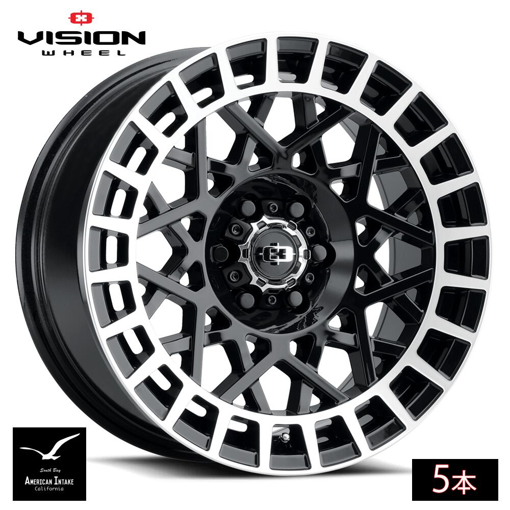Vision Wheel ビジョンホイール 349 Savage | Gloss Black Machined Lip ( 5本 )|American-Intake