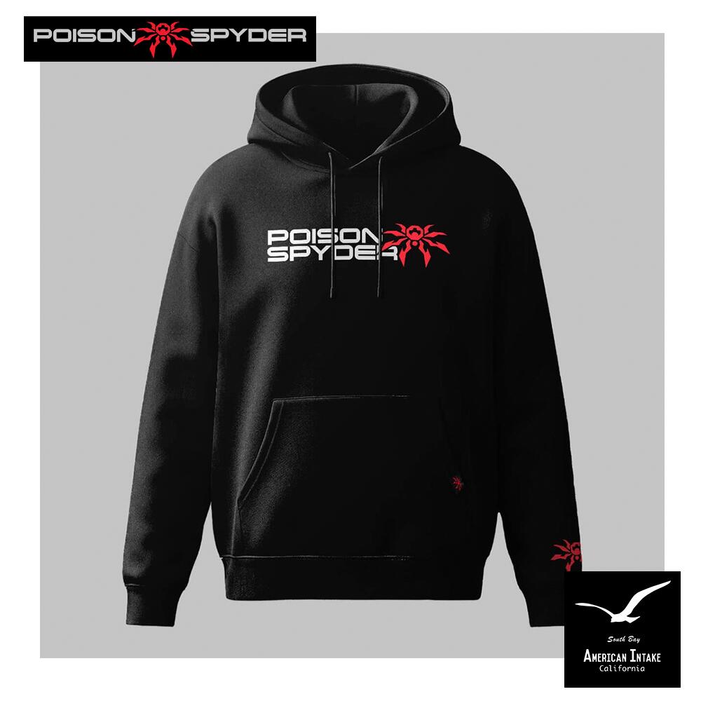 Poison Spyder STACKED ユニセックス フーディー (ブラック)|American-Intake