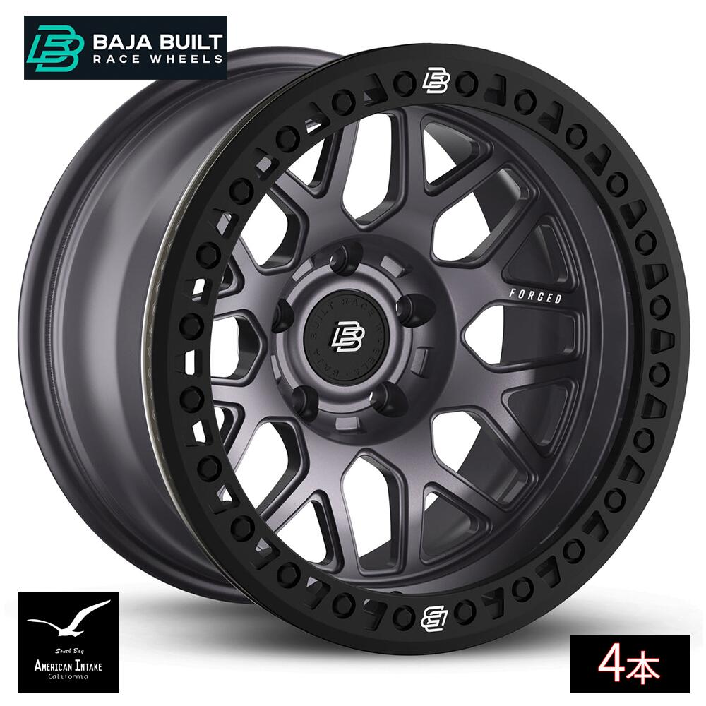 Baja Built バハビルト Lite Brite Outlaw Forged Beadlock | Satin Graphite (black ring & black bolts) フォージド鍛造ホイール ( 4本 )|American-Intake