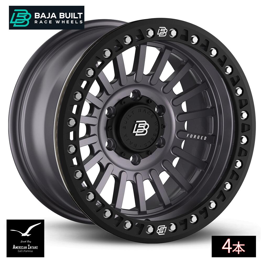Baja Built バハビルト Maverick Forged Beadlock | Satin Graphite (black ring & aluminum bolts) フォージド鍛造ホイール ( 4本 )|American-Intake