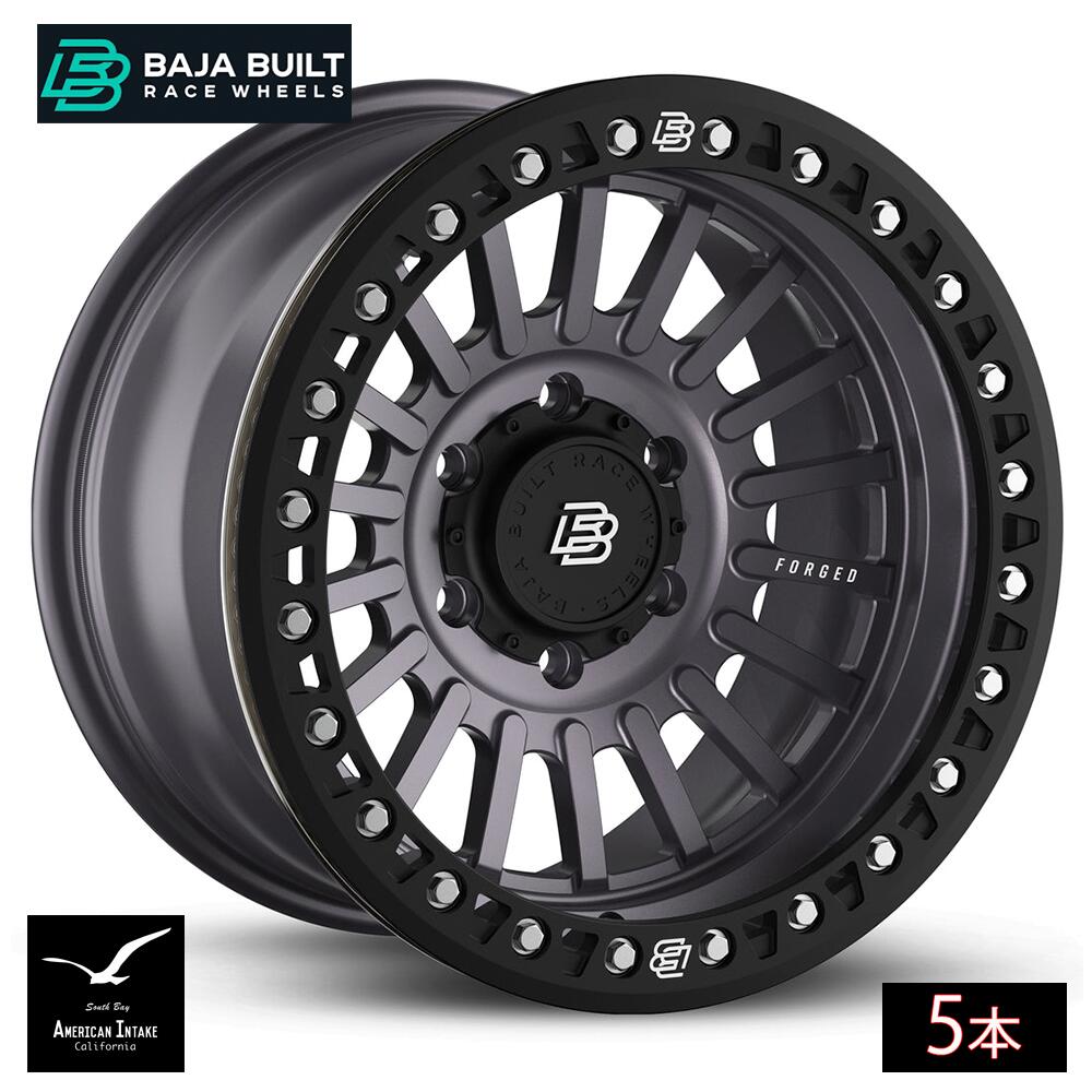 Baja Built バハビルト Maverick Forged Beadlock | Satin Graphite (black ring & aluminum bolts) フォージド鍛造ホイール ( 5本 )|American-Intake