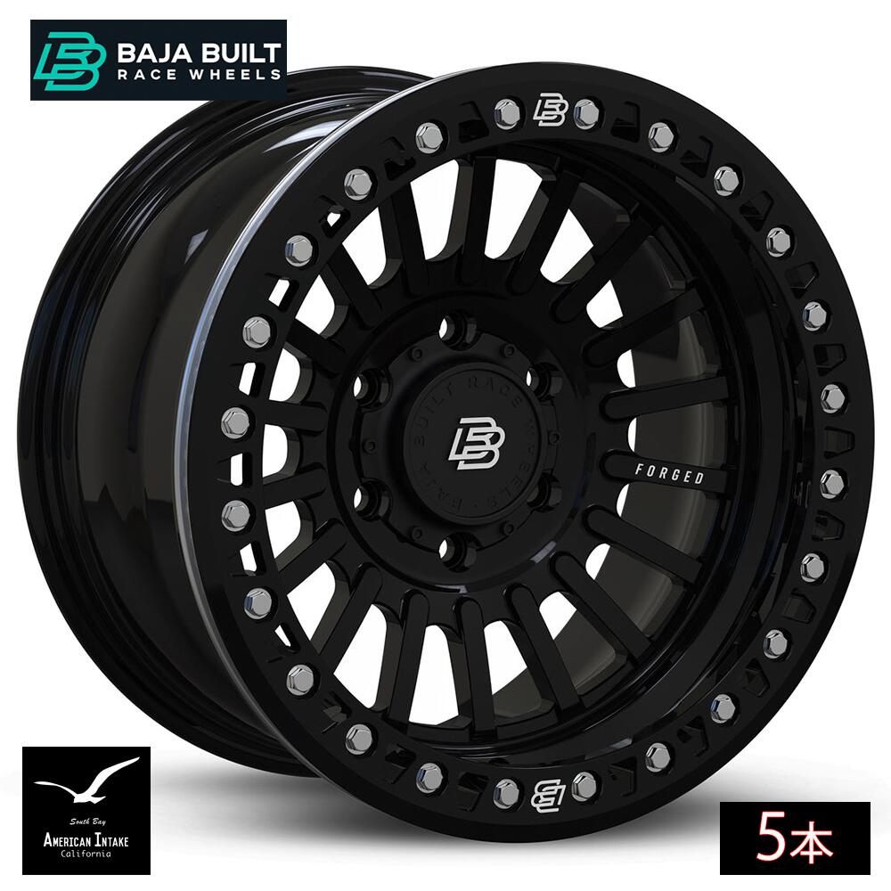 Baja Built バハビルト Maverick Forged Beadlock | Glossy Black (black ring & aluminum bolts) フォージド鍛造ホイール ( 5本 )|American-Intake