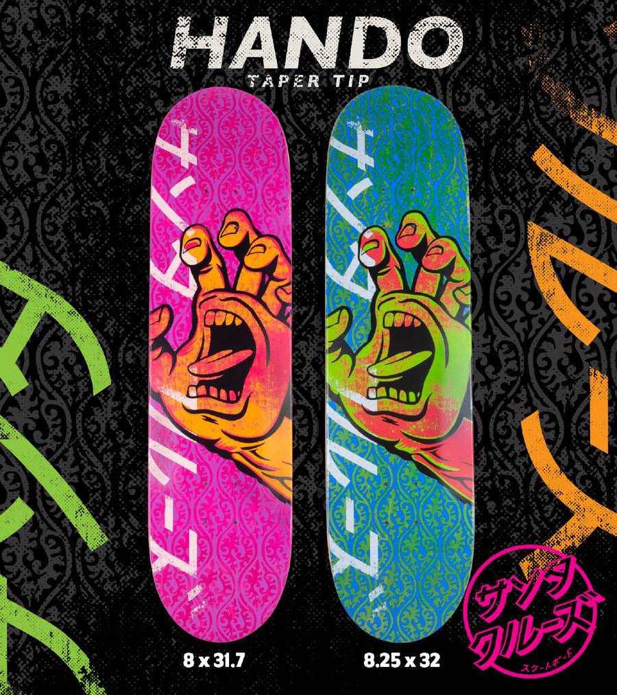 Santa Cruz サンタクルーズ ファッション 8 25in ライフスタイル X レディース 32 0in Hando Taper Tip Team Deckチームデッキ スクリーミングハンド スケートボード スケボー ストリート Sk8 Skateboardデッキテーププレゼント 1905 American Street Style