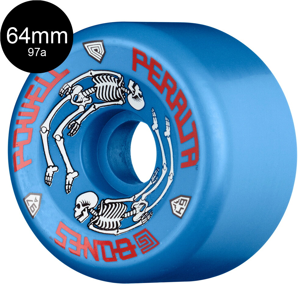 パウエル・ペラルタ POWELL PERALTA 64mm G-BONES 97A BLUE WHEELS ウィール Gボーンズ ロングボード オールドスクール スケートボード 4個1セット(スケートボード1台分) スケボー sk8 skateboard タイヤ ローラー【2401】