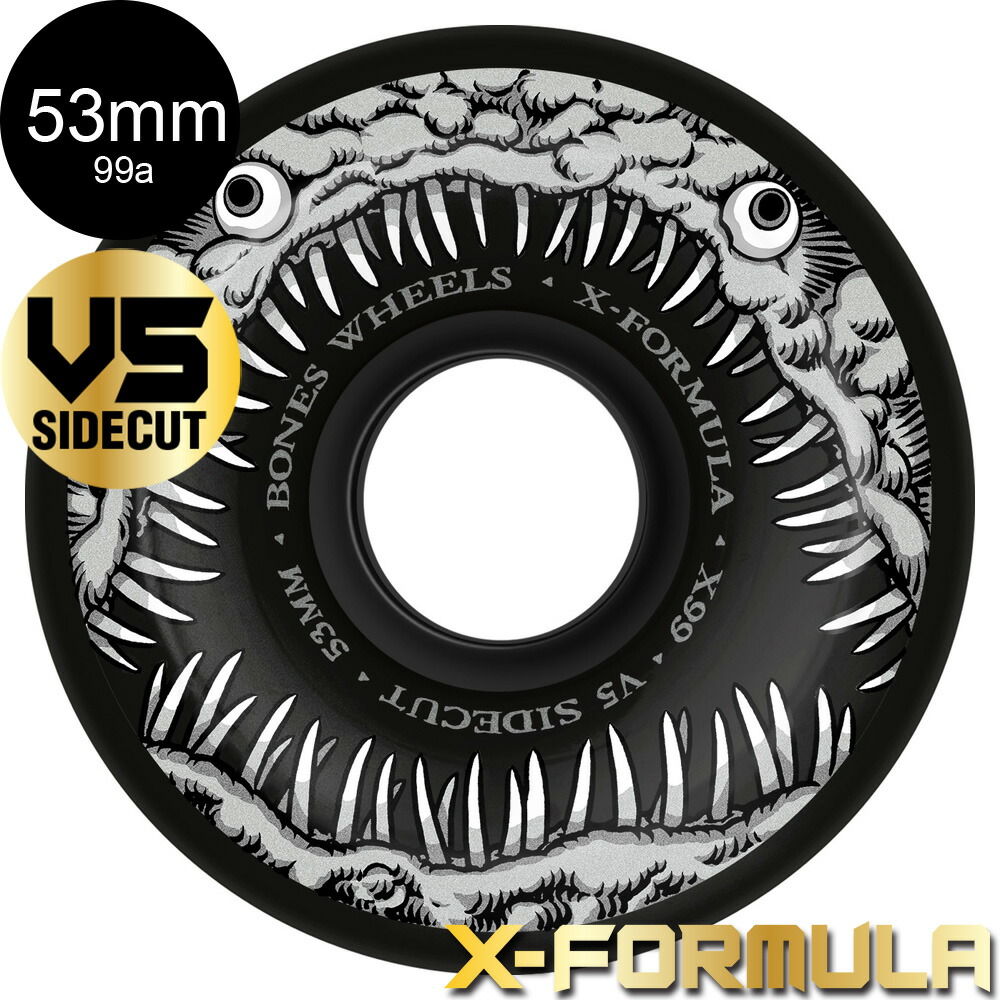 BONES X-FORMULA53㎜99a V6 BONES WHEELS X-Formula Skateboard Wheels Smokin Skull 53mm
