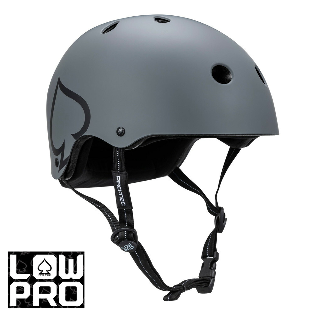 プロテック PRO-TEC LOW PRO CERTIFIED MATTE GRAY ヘルメット ロープロ マットグレー プロテクター 大人用 つや消し PROTEC スケートボード スケボー sk8 skateboard BMX インライン【2502】