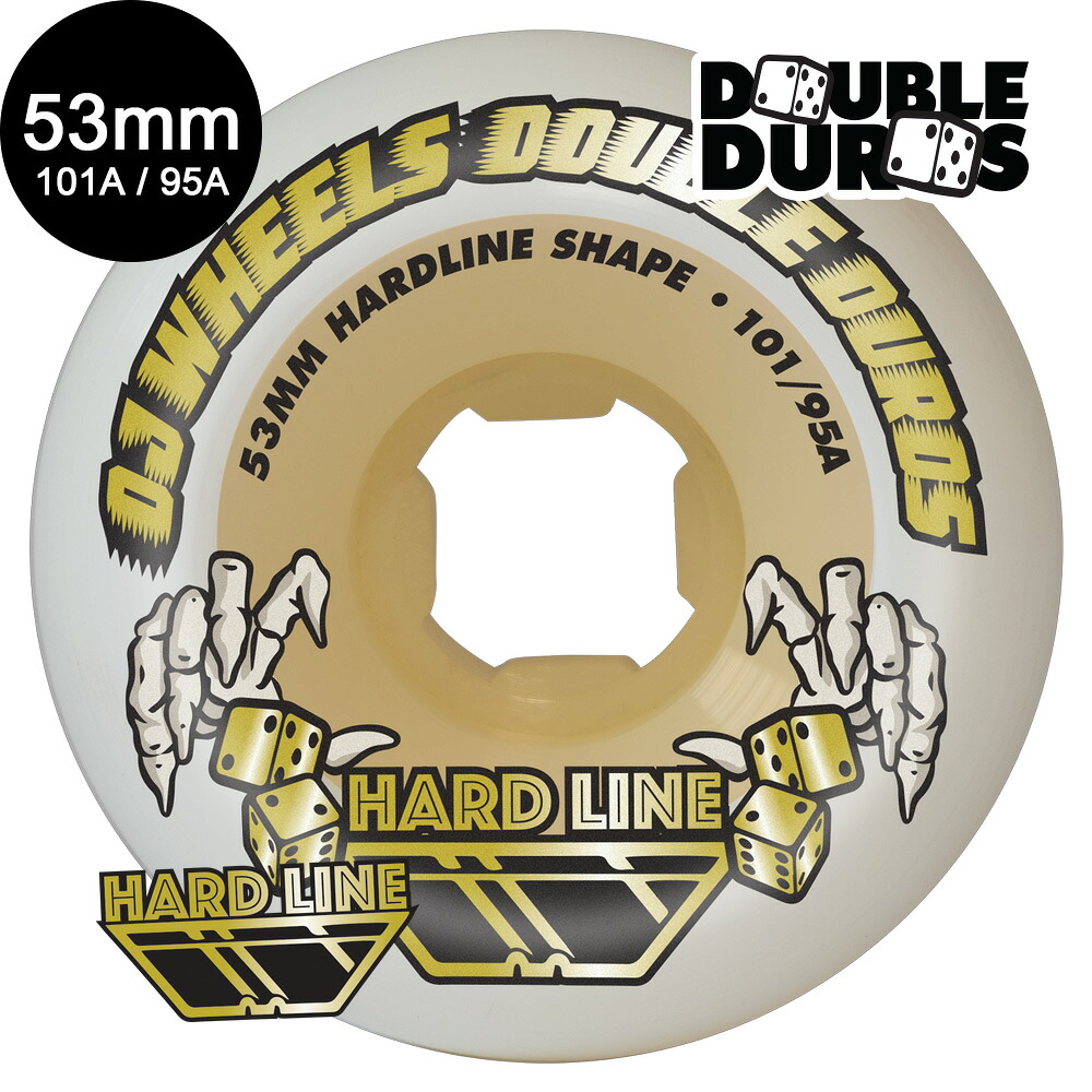 オージェイウィール OJ WHEELS 53mm DOUBLE DURO WHITE/GUM HARDLINE 101A/95A WHEELS ハードウィール ダブルデュロ 4個セット スケートボード スケボー sk8 skateboard タイヤ ローラー 車輪 トリック スライド グラインド【2507】