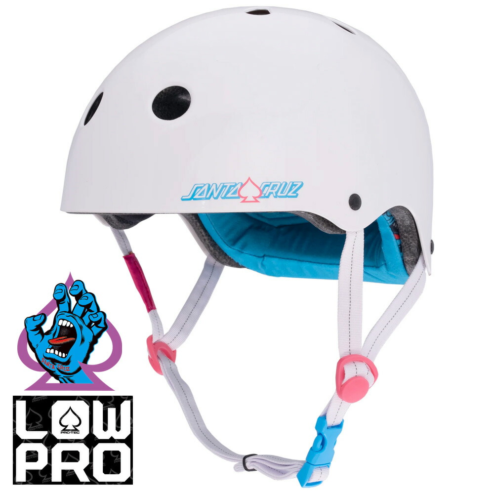 プロテック PRO-TEC LOW PRO CERTIFIED SANTA CRUZ SIGNATURE EDITION GLOSS WHITE ヘルメット サンタクルーズ　コラボ ロープロ グロスホワイト プロテクター 大人用 白 PROTEC スケートボード スケボー sk8 skateboard【2504】