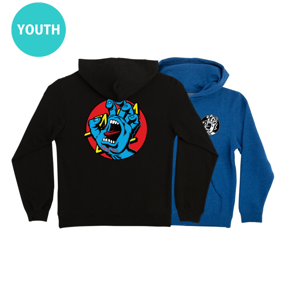 サンタクルーズ SANTA CRUZ HAND DOT ZIP HOODED SWEATSHIRT YOUTH ジップアップパーカー ユースサイズ 子供用 キッズ P/O フード スケートボード スケボーsk8 skateboard【25FA】