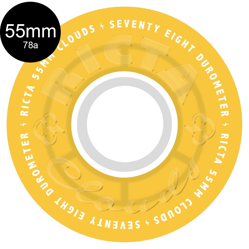 リクタ RICTA55mm CLOUDS TRANSPARENT CITRUS/WHITE 78A WHEELSソフトウィール 4個セット クラウズ クルーザー フィルマー スケートボード スケボー sk8 skateboard タイヤ ローラー 車輪 静か 速い【2606】｜American Street Style 6,688円