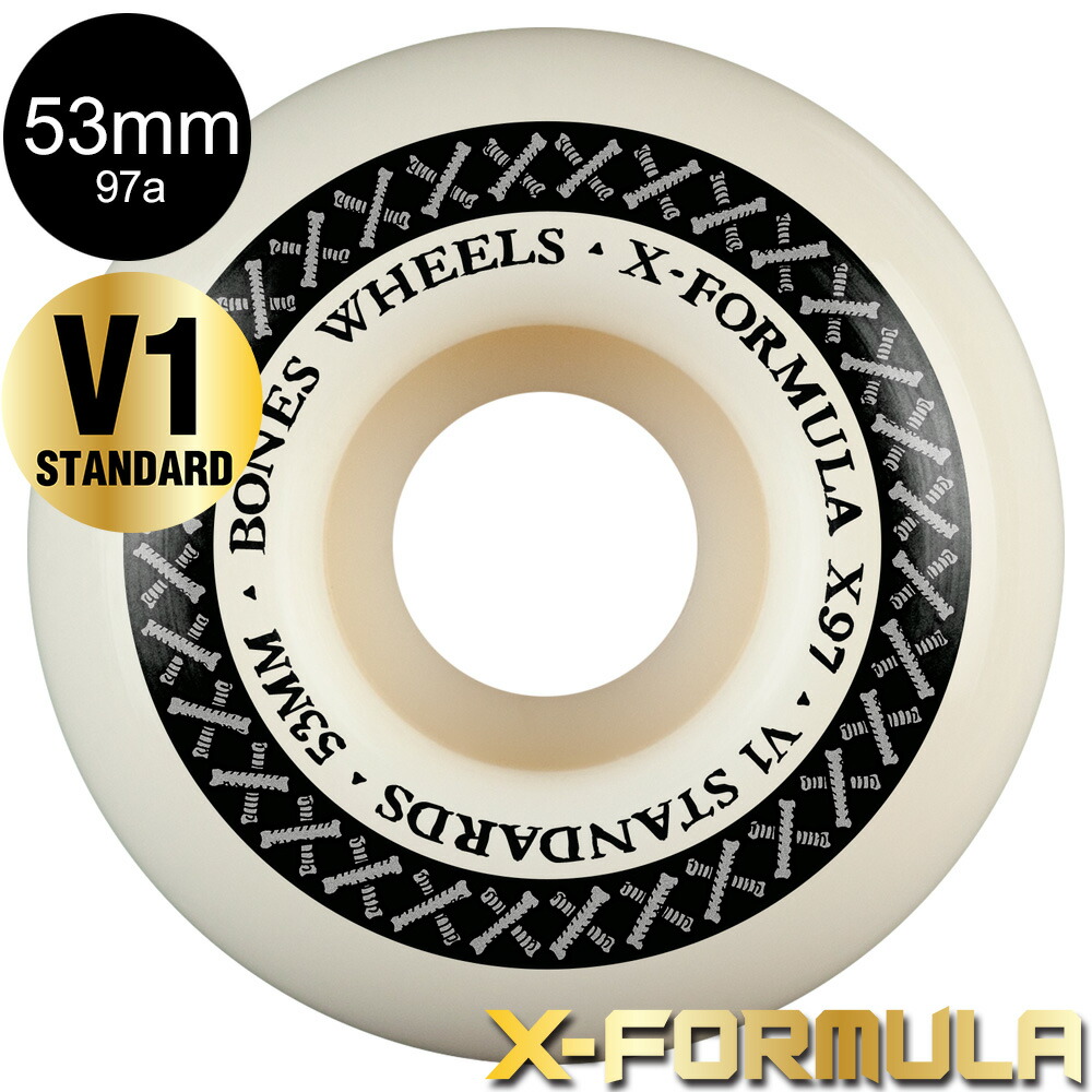 ボーンズ ウィール BONES WHEELS53粍 X-FORMULA V1 STANDARD 97A  WHEELSハードウィール 4個仕掛ける エックスフォーミュラー X97 滑るゲーム盤 スケボー skateboard タイア【2603】 スケートボード-ウィール