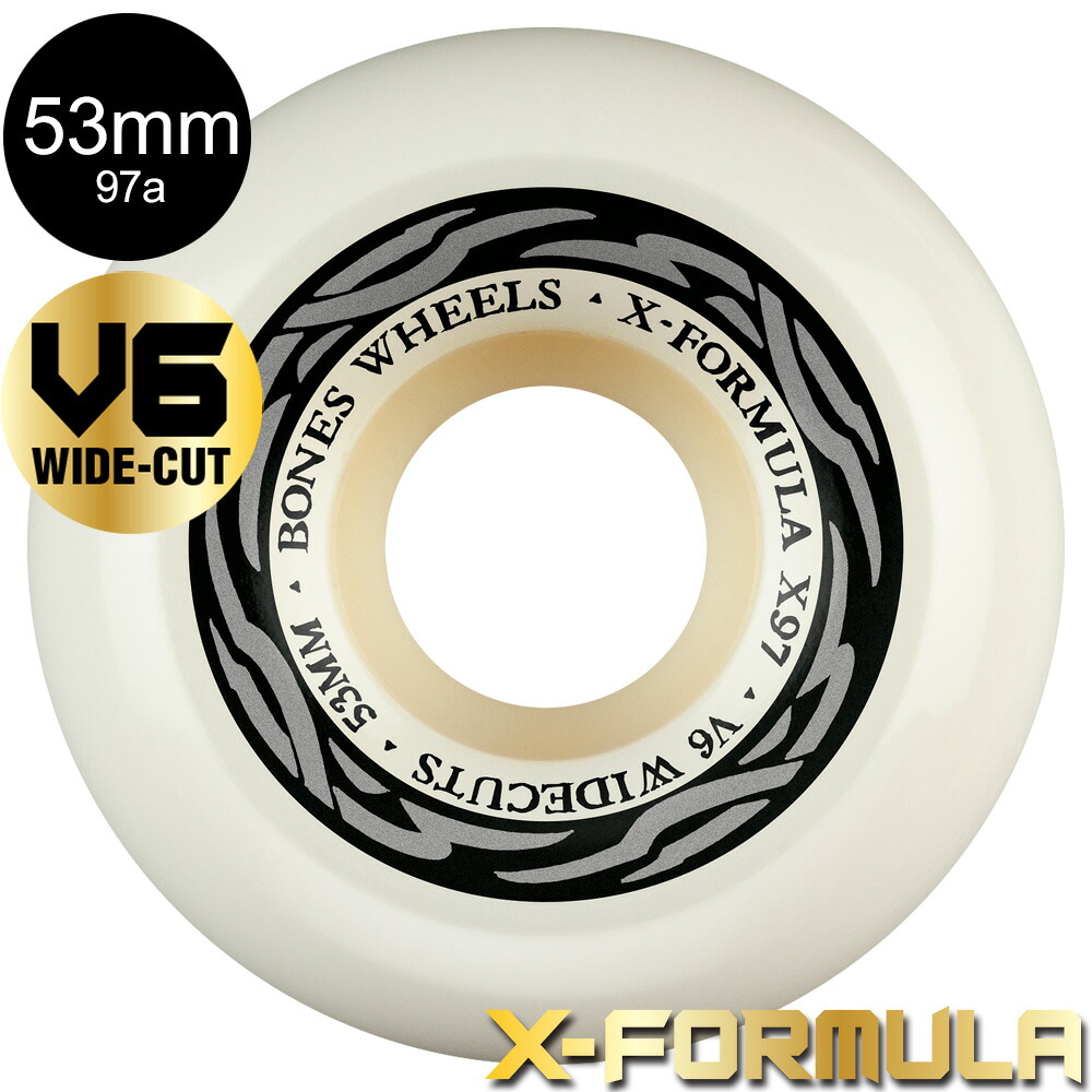 ボーンズ ウィール BONES WHEELS53粍 X-FORMULA V6 WIDE-CUT 97A  WHEELSハードウィール 4個仕掛ける エックスフォーミュラー X97 滑るゲーム盤 スケボー skateboard タイア【2603】 スポーツ・アウトドア-パーツ