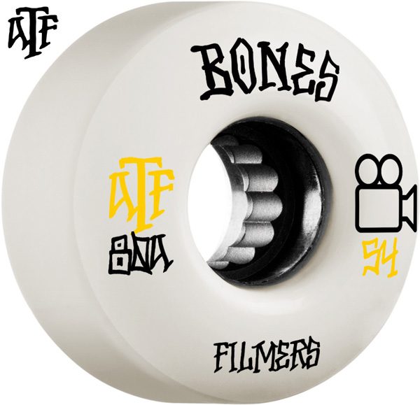 市場 BONES 4個セット FILMERS ボーンズ WHEELS 80Aソフトウィール ATF 54mm ウィール ホワイトクルージング