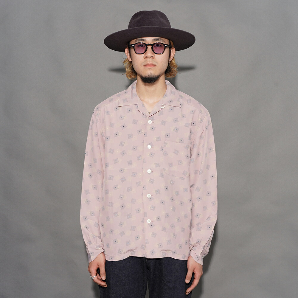 TROPHY CLOTHING トロフィークロージング /「Town Craft Rayon L/S Shirt / SALMON」細糸人絹L/Sプルオーバー / TR26SS-405 /  プルオーバー / 総柄 / 人絹 / 長袖 / 心地よい / アメカジ