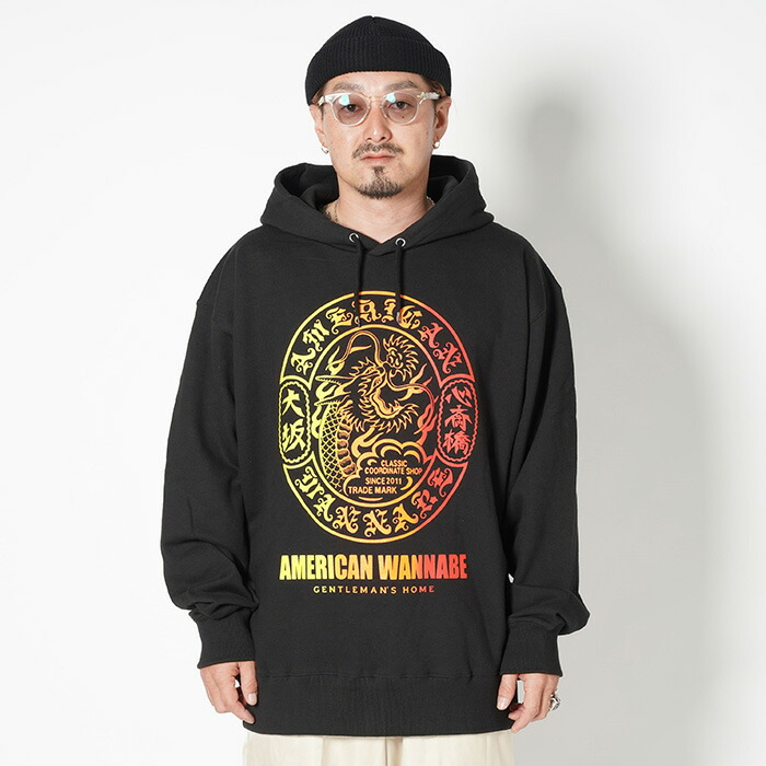 AMERICAN WANNABE スウェット AWTB-240202 /「DRAGON Logo CREW SWEAT / BLACK」クルーネック