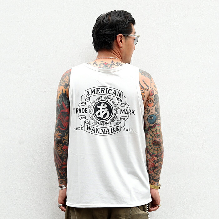 【楽天市場】AMERICAN WANNABE アメリカンワナビー / 「TRADE MARK TANK TOP / WHITE」プリントタンク