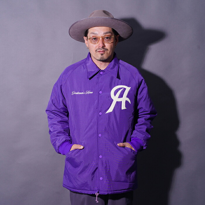 AMERICAN WANNABE アメリカンワナビー「TEAM LOGO LONG COACH JACKET / PURPLE」ロングコーチジャケット AWJ-250202 メンズ アメカジ 上衣 ブランド名 アメカジジャケット アメカジメンズ コーチジャケット ヴィンテージテイスト