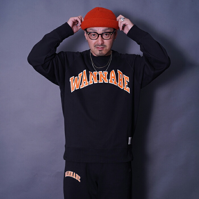 FRUIT OF THE LOOM × AMERICAN WANNABE「SWEAT SHIRT ＆ PANTS / BLACK」トレーナー＆ズボン下仕掛ける / MEN\u0027S メンズ / フルーツオブザルーム / アメリカンワナビー / 汗水 / パーカー / フーディー / ズボン下 / 仕掛ける / 表どおり / アメカジ / 制限事項
