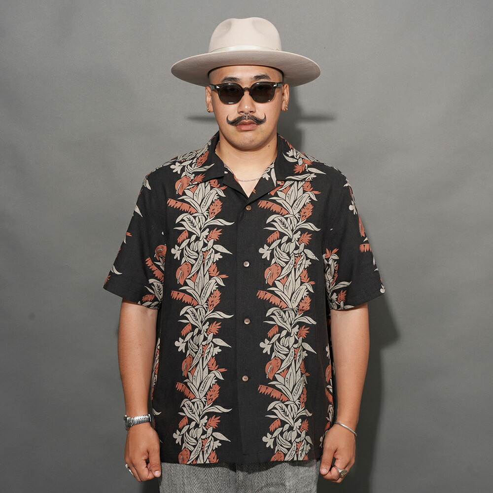 BY GLAD HAND バイグラッドハンド /「TROPICAL - S/S HAWAIIAN SHIRT / BLACK」オリジナルレーヨンリネン出どころアロハS/Sプルオーバー BYGH6110 MEN\u0027S メンズ プルオーバー 長袖 総柄