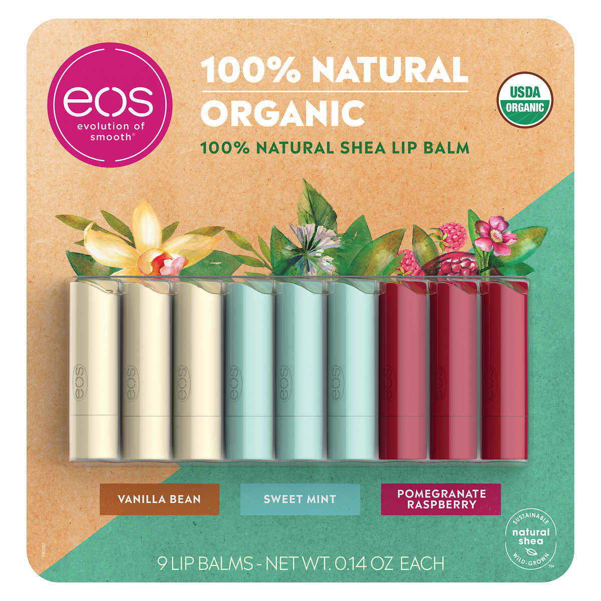 楽天市場 Eos Usda Organic Smooth Lip Balm 9 Sticks イオス オーガニック 100 ナチュラル リップバーム 3種の香り 9本入り アメリカーナ Americana