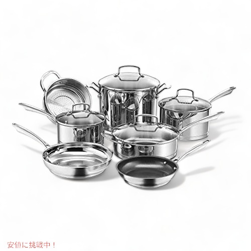 【最大2000円クーポン 4/17金 09:59まで】Cuisinart クイジナート 89-11 プロフェッショナル ステンレス調理鍋セット 11点セット 蓋付 調理器具セット Cookware Set