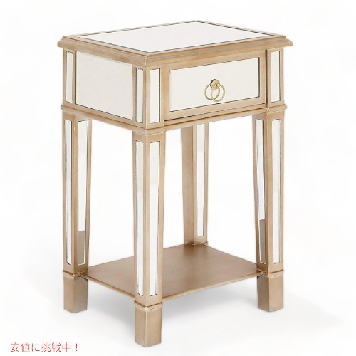 【最大2000円OFF 4/10金1:59まで】Urban Designs ミラー ゴールドサイド テーブル 引き出しアメリカ輸入家具　アメリカ輸入雑貨 アメリカーナがお届け!