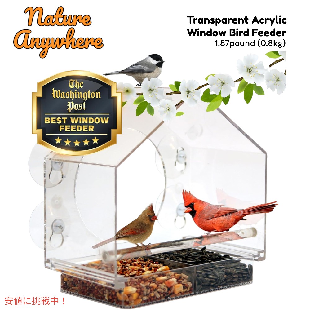 【百貨店SALE 最大限度2000円OFF引き換え証 6/11 1:59まで】Nature Anywhere どこでも人となり 澄み切ったアクリル樹脂窓 バードフィーダー 室外用 鳥餌 Transparent Acrylic Window Bird Feeder