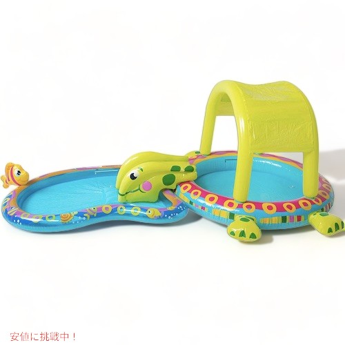 【最大2000円クーポン 7/26(日)01:59まで】BANZAI 滑り台とキャノピー付き タートル型プールセット Shade 'N Slide Turtle Heavy Duty Outdoor Toy Inflatable Kiddie Splash Pool Set｜アメリカーナ　Americana 15,542円