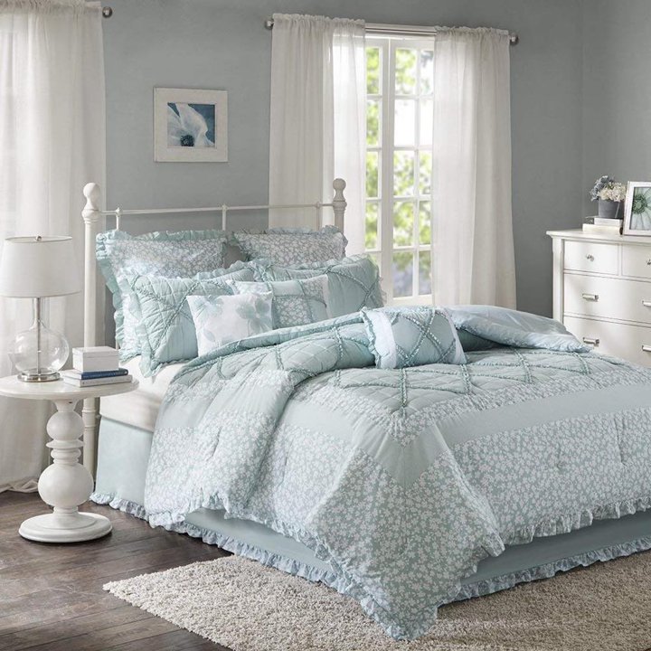 マディソンパーク 綿 掛け布団 9点セット Mindy 9 Piece Cotton Percale Comforter Set キングサイズ