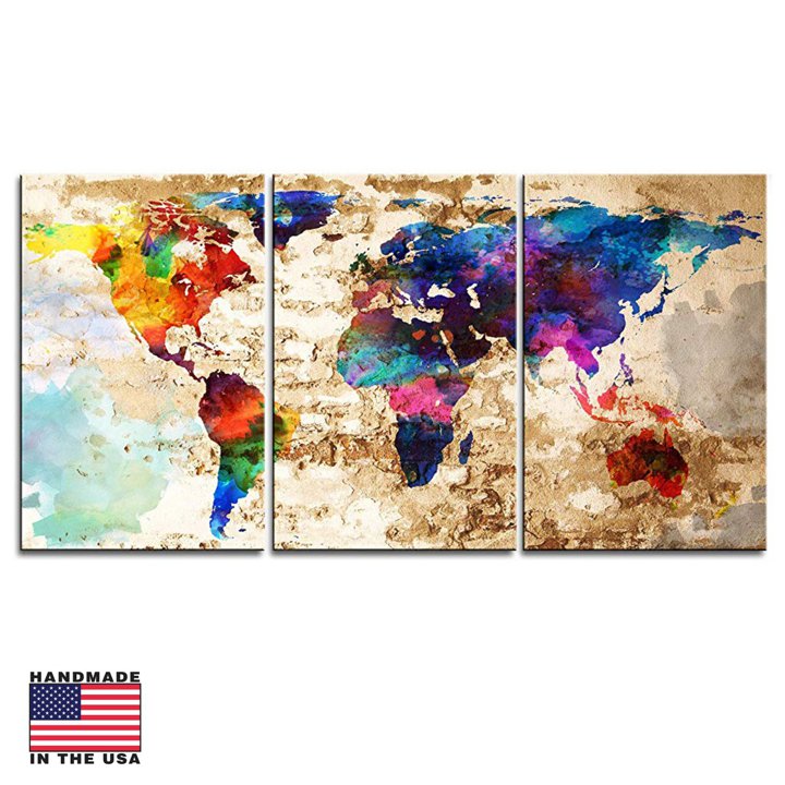 【最大2000円OFF 4/10金1:59まで】世界地図3setウォールアート アート作品 BoxColors キャンバス 大　アメリカ輸入雑貨 アメリカアート デコレーション アメリカーナがお届け!