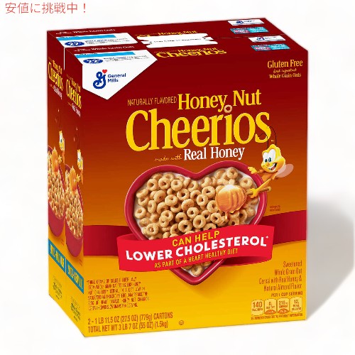 【最大2,000円クーポン5月27日01:59まで】Cheerios チェリオス 全粒オーツ麦 シリアル ハニーナッツ 779g x2個パック General Mills ジェネラルミルズ Honey Nut Cereal 27.5oz x 2ct