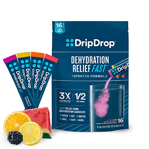 【最大2000円クーポン 4/17金 09:59まで】DripDrop Hydration - 電解質パウダー パケット - スイカ、ベリー、オレンジ、レモン - 16 カウント
