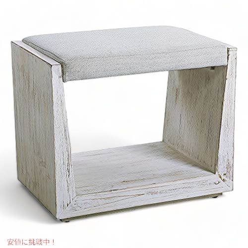 【最大2000円OFF 4/10金1:59まで】Uttermost カバナ素朴な白塗りの木製の小さなベンチ