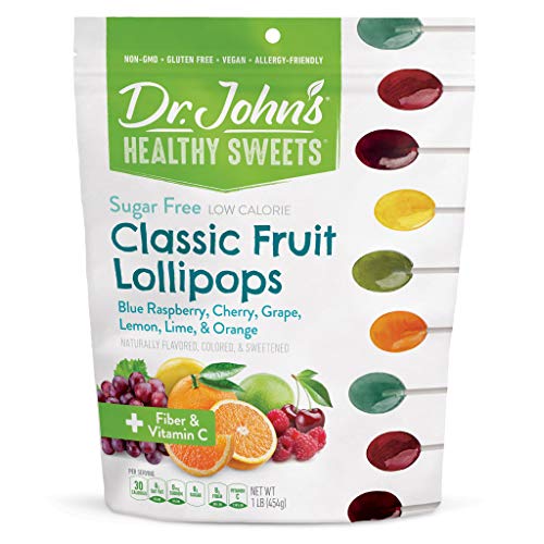 【最大2000円OFF 4/10金1:59まで】Dr. John's Healthy Sweets シュガーフリー クラシック フルーツ オーバル ロリポップ (60 カウント、1 ポンド)