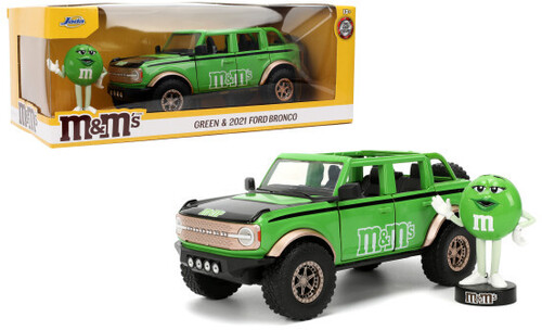 【新品】 - Hollywood Rides - M&M '21 FORD BRONCO WITH GREEN M&M METAL FIG【F2025/2/28発売】