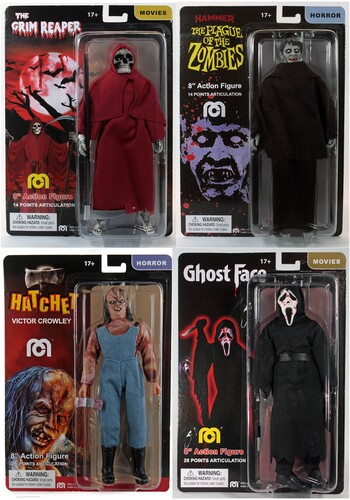 【新品】MEGO ACTION FIGURE HORROR SET【F2026/3/17発売】(Blood Splattered Ghostface, Hatchet Victor Crowley, Hammer Plague Zombies, Grim Reaper)