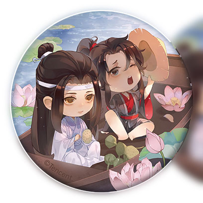 【限定販売】アニメ「魔道祖師」 蓮塢舟行Ver. チェンジング缶バッジ 魏無羨＆藍忘機（再販）[QINGCANG]《発売済・在庫品》画像