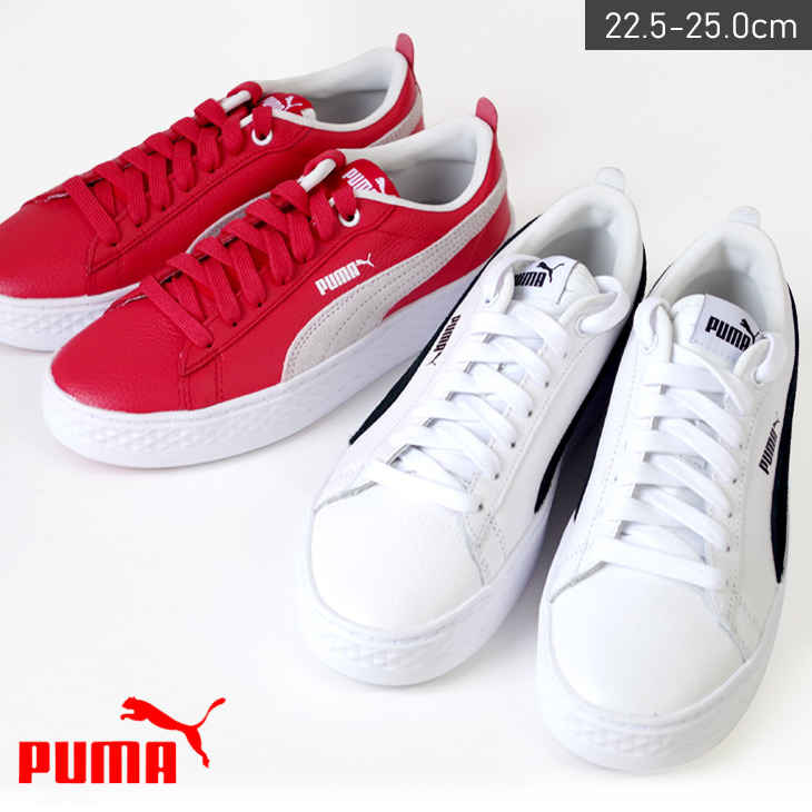 red leather puma sneakers