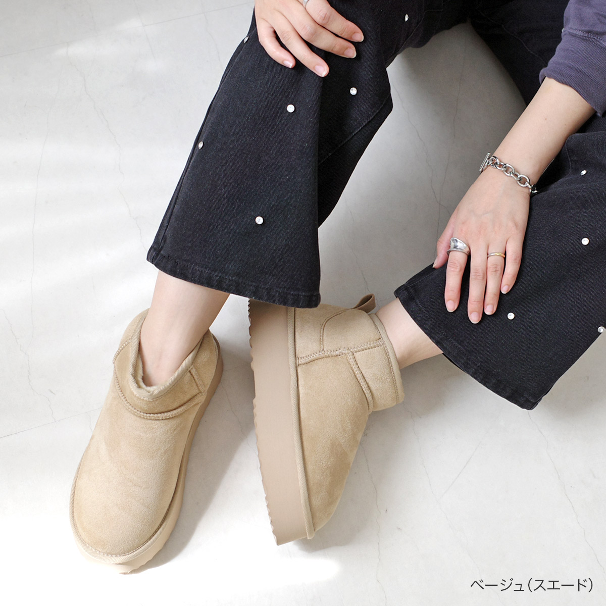 クリアランスSALE】ムートンブーツ レディース 厚底 ブーツ 暖かい 