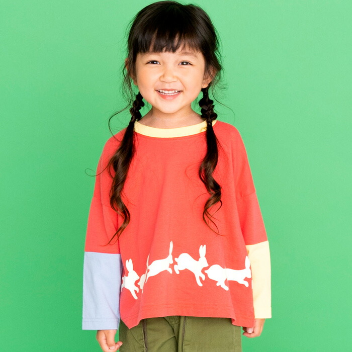 ウサギシルエットロングTシャツ 子供服 子ども服 110 女の子 120 ロンT 