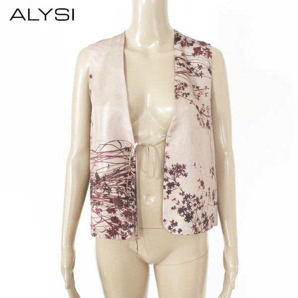 80%OFF 新品 アリジ ALYSI トップス 42 ECS1317 M L大いさ サクラ色ベージュ レディース 限りない ジレ ノースリーブトップス 地絹 イタリア製 レディースファッション-ベスト・ジレ