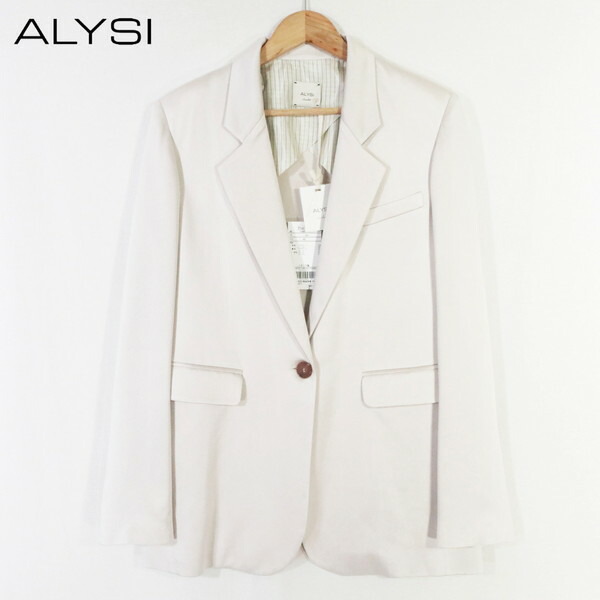 90%OFF 新品 アリジ ALYSI ジャケット 42 EJK340 Lサイズ ベージュ レディース テーラードジャケット シングルジャケット イタリア製