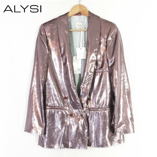 90%OFF 新品 アリジ ALYSI ジャケット 42 EJK344 Lサイズ パープル レディース デザインジャケット ハラコ調ジャケット イタリア製