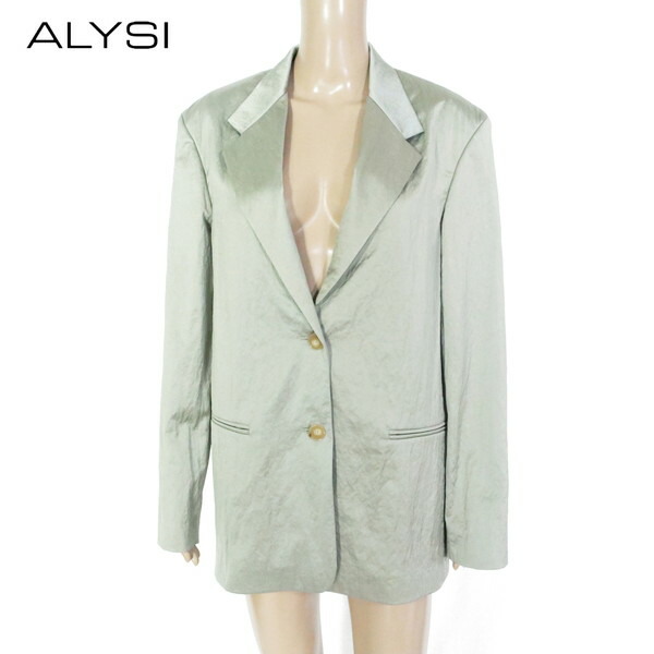 85%OFF 新品 アリジ ALYSI 上衣 42 EJK380 L大きさ 薄墨色 レディース テーラードジャケット 光輝上衣 イタリア製