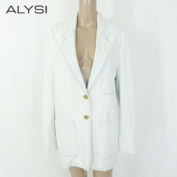 『百貨店SALE銀行割引客体』85%OFF 訳あり 新品 アリジ ALYSI 上衣 S EJK359 S M L大きさ ともし火青み レディース テーラードジャケット ジーンズ地 綿織物 イタリア製