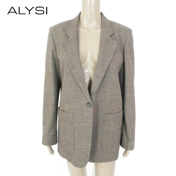85%OFF 新品 アリジ ALYSI 上衣 42 EJK364 L大きさ 赤銅色 レディース テーラードジャケット 羊毛上衣 照合のしるし柄 イタリア製