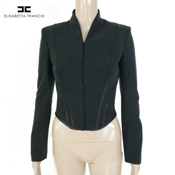 85%OFF 新品 エリザベッタフランキ ELISABETTA FRANCHI 上衣 40 EJK372 S大いさ 黒いこと レディース 否色合い上衣 アウター イタリア製 レディースファッション-コート・ジャケット
